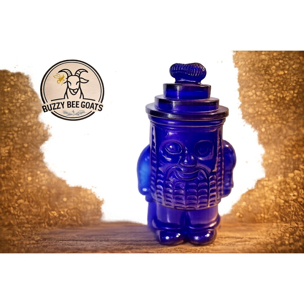 Vintage Planters Mr. Peanut Cobalt Blue Glass Cookie Jar with Lid 13 Inch USA
